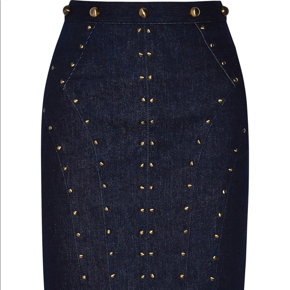 TAMARA MELLON Studded stretch-denim skirt